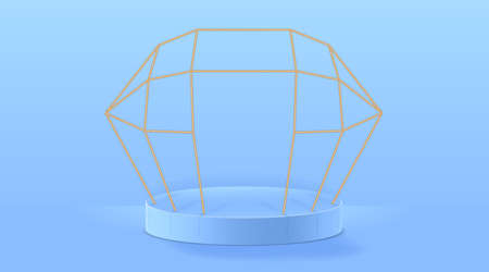 Stage or podium for product presentation or showcase on Cyan background. Vector Illustration.のイラスト素材