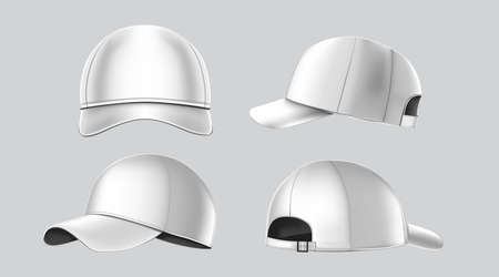 White caps from different sides on isolated white background.のイラスト素材