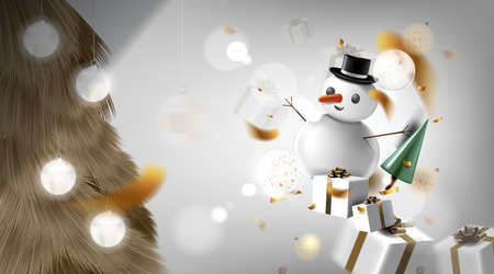 Merry Christmas and happy new year banner with decoration for christmas festival.のイラスト素材