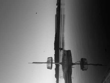 Coast construction in the evening landscapeの写真素材