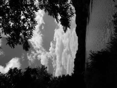 Black and white views of the water natureの写真素材