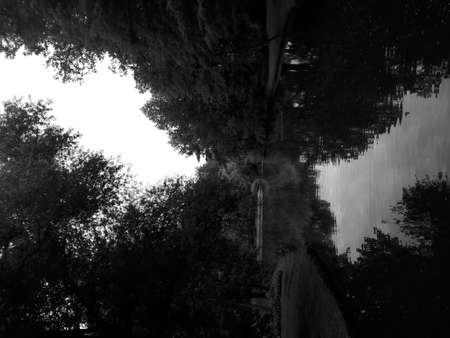 Beautiful landscapes of the outdoor nature in black and whiteの写真素材