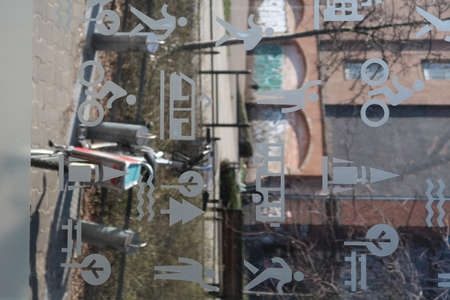 European public space with the urban environment, transport, people and natureの写真素材