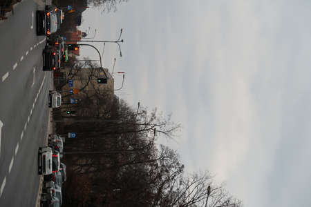 European public space with the urban environment, transport, people and natureの写真素材