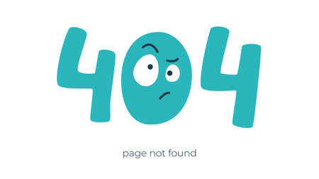 Internet connection problem concept illustration. 404 not found error page isolated on white background. Lettering 404 error caption with frowning face. Isolated vector illustrations.のイラスト素材