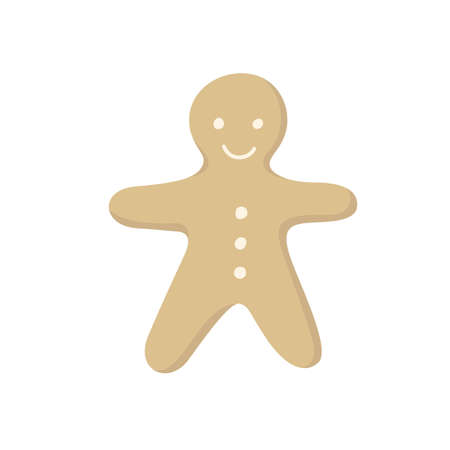 Gingerbread Man. Christmas cookies. Christmas sticker. Winter element. Christmas illustrations for cards, posters, labels, web, logos, scrapbooking, templates. Isolated vector on white background.のイラスト素材