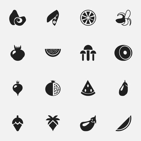 Set Of 16 Editable Dessert Icons. Includes Symbols Such As Papaya, Allium, Eggplant And More. Can Be Used For Web, Mobile, UI And Infographic Design.のイラスト素材