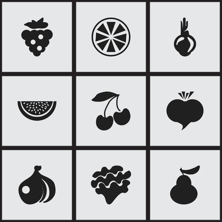 Set Of 9 Editable Dessert Icons. Includes Symbols Such As Onion, Duchess, Cherry And More. Can Be Used For Web, Mobile, UI And Infographic Design.のイラスト素材