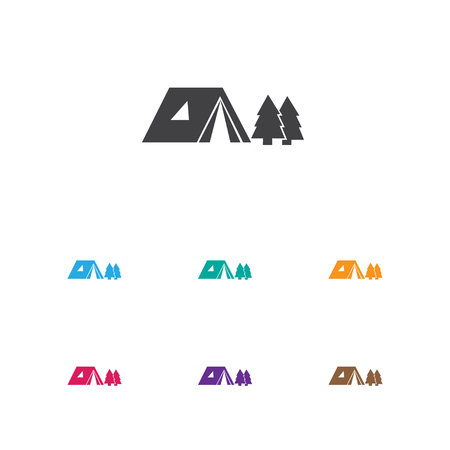 Vector Illustration Of Camping Symbol On Travel Icon. Premium Quality Isolated Forest Element In Trendy Flat Style.のイラスト素材