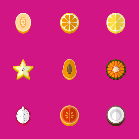 Set Of 9 Editable Dessert Icons. Includes Symbols Such As Starfruit, Juicy, Watermelon And More. Can Be Used For Web, Mobile, UI And Infographic Design.のイラスト素材