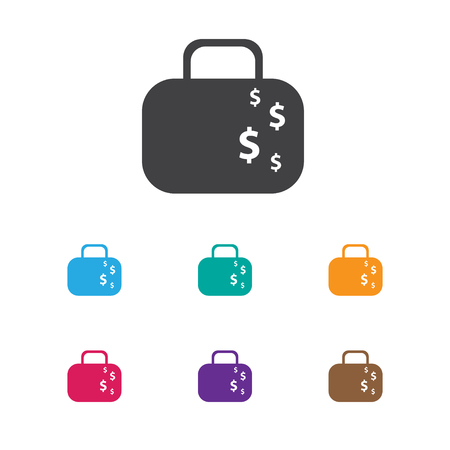 Vector Illustration Of Statistic Symbol On Currency Suitcase Icon. Premium Quality Isolated Cash Briefcase Element In Trendy Flat Style.のイラスト素材