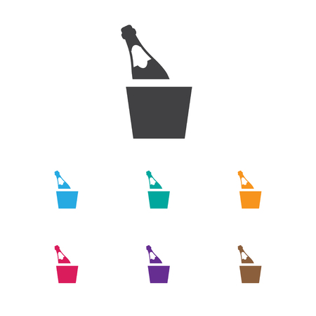 Vector Illustration Of Casino Symbol On Champagne Icon. Premium Quality Isolated Bottle In Bucket Element In Trendy Flat Style.のイラスト素材