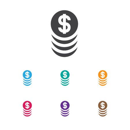 Vector Illustration Of Casino Symbol On Coins Icon. Premium Quality Isolated Stacked Money Element In Trendy Flat Style.のイラスト素材