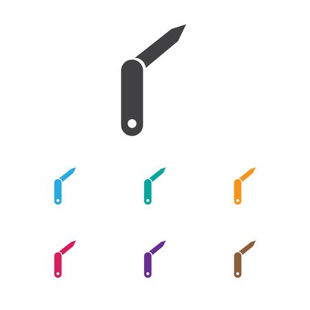 Vector Illustration Of Trip Symbol On Jackknife Icon. Premium Quality Isolated Clasp-Knife Element In Trendy Flat Style.のイラスト素材