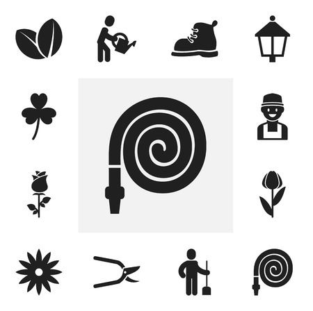 Set Of 12 Editable Agriculture Icons. Includes Symbols Such As Digger Human, Plant Cutter, Footwear And More. Can Be Used For Web, Mobile, UI And Infographic Design.のイラスト素材