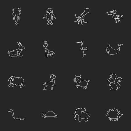 Set Of 16 Editable Zoo Icons. Includes Symbols Such As Serpent, Tall Animal, Swine And More. Can Be Used For Web, Mobile, UI And Infographic Design.のイラスト素材