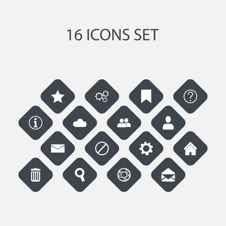 Set Of 16 Editable Network Icons. Includes Symbols Such As Recycle Bin, Gear, Magnifier And Moreのイラスト素材