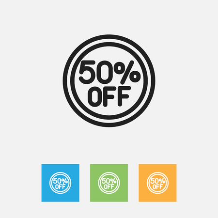 Vector Illustration Of Business Symbol On Rebate Outline. Premium Quality Isolated 50 Sale Element In Trendy Flat Style.のイラスト素材