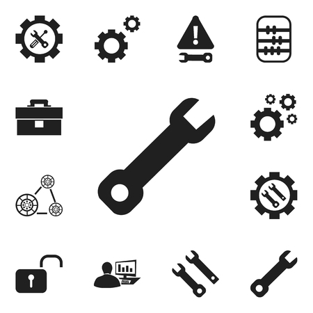 Set Of 12 Editable Service Icons. Includes Symbols Such As Service, Opened Padlock, Cogwheels And More. Can Be Used For Web, Mobile, UI And Infographic Design.のイラスト素材