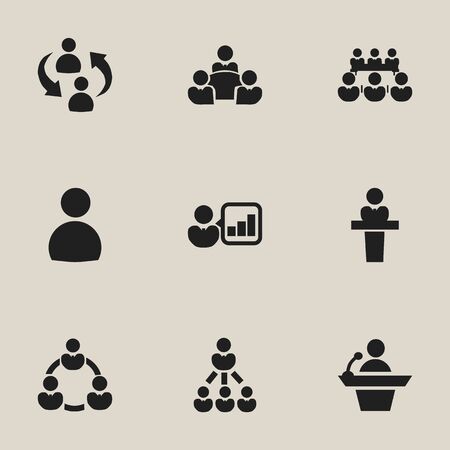 Set Of 9 Editable Cooperation Icons. Includes Symbols Such As Male, Teamwork, Talking Man And Moreのイラスト素材