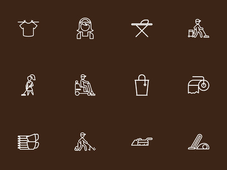 Set Of 12 Editable Cleanup Outline Icons. Includes Symbols Such As Bucket, Worker, Paper And Moreのイラスト素材