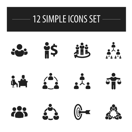 Set Of 12 Editable Business Icons. Includes Symbols Such As Meeting, Goal, Cooperation And More. Can Be Used For Web, Mobile, UI And Infographic Design.のイラスト素材
