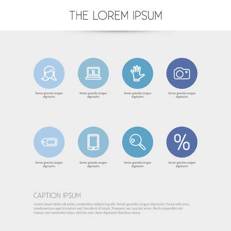 Set Of 8 Editable Business Outline Icons. Includes Symbols Such As Search, Smartphone, Tag And More. Can Be Used For Web, Mobile, UI And Infographic Design.のイラスト素材