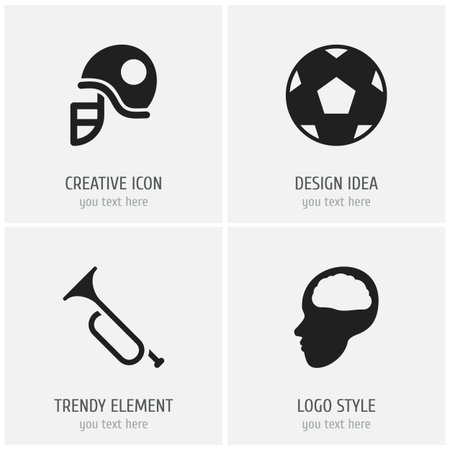 Set Of 4 Editable Science Icons, Includes Symbols Such As Cerebrum, Bugle And Moreのイラスト素材