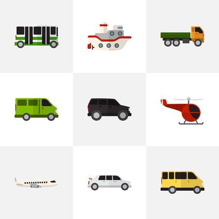 Set Of 9 Editable Automobile Flat Icons.のイラスト素材