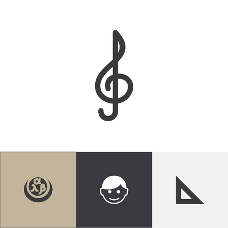 Set Of 4 Editable Science Icons Includes Symbols Such As Scholar, Trigon, Quaver And More.のイラスト素材