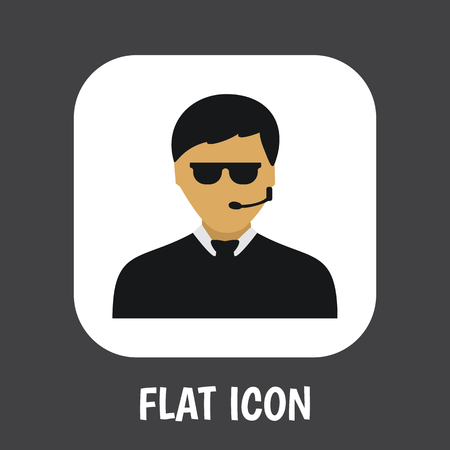 Vector Illustration Of Security Symbol On Security Guy Flat Iconのイラスト素材