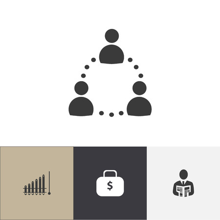 Set Of 4 Editable Statistic Icons. Includes Symbols Such As Report, Money Bag, Businessman And Moreのイラスト素材
