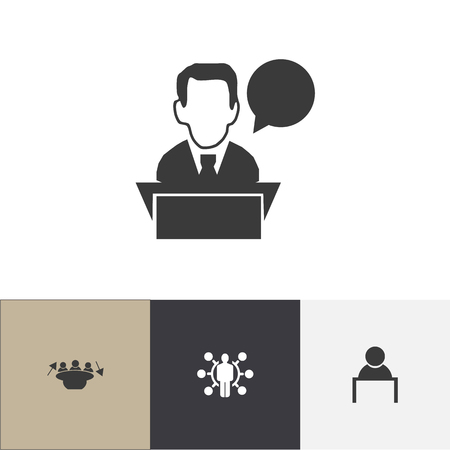 Set Of 4 Editable Business Icons.のイラスト素材