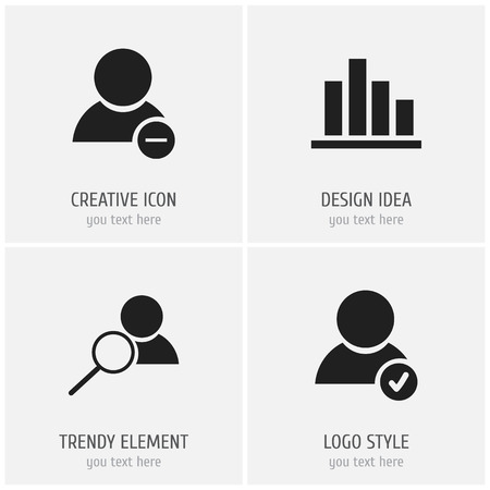 Set Of 4 Editable Global Icons. Includes Symbols Such As Magnifier, Line Chart, Approve User And More. Can Be Used For Web, Mobile, UI And Infographic Design.のイラスト素材