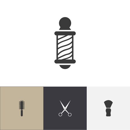 Set Of 4 Editable Tonsorial Artist Icons. Includes Symbols Such As Beautician, Salon, Shave Brush And More. Can Be Used For Web, Mobile, UI And Infographic Design.のイラスト素材