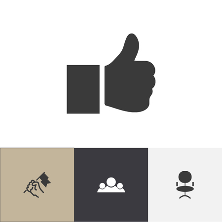 Set of 4 editable job icons. Includes symbols such as ergonomic seat, rally, like and more. Can be used for web, mobile, UI and infographic design.のイラスト素材