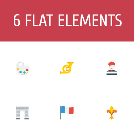 Set of country icons flat style symbols with france, mime, triumphal arch and other icons for your web mobile app logo design.の写真素材