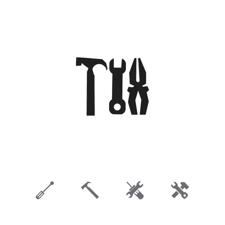 Set of 5 editable toolkit icons. Includes symbols such as turn screw, work equipment, screwdriver spanner and more. Can be used for web, mobile, UI and infographic design.の写真素材