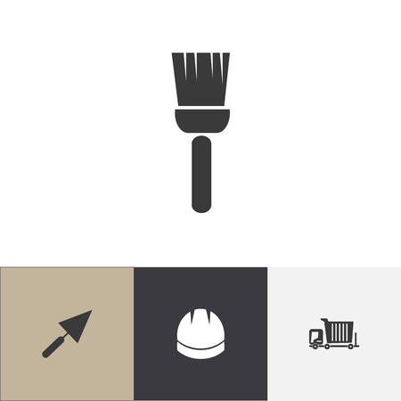 Set of 4 editable building icons. Includes symbols such as helmet, brush, trowel and more. Can be used for web, mobile, UI and infographic design.の写真素材