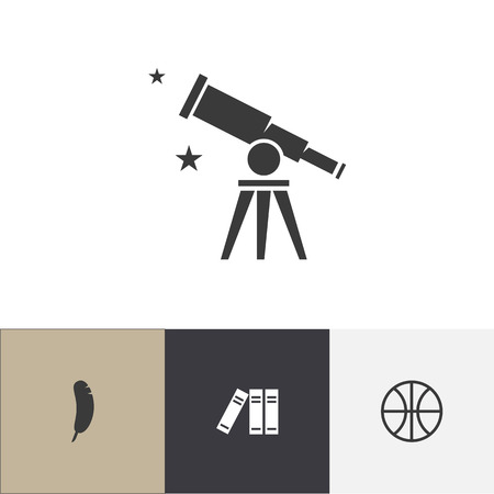 Set of 4 editable teach icons. Includes symbols such as binder, plume, telescope and more. Can be used for web, mobile, UI and infographic design.のイラスト素材