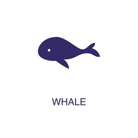 Whale element in flat simple style on white background. Whale icon, with text name concept templateのイラスト素材