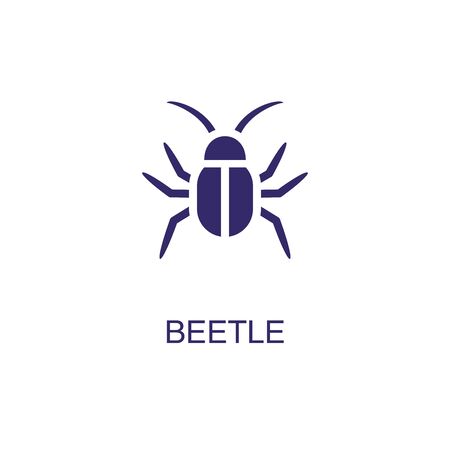 Beetle element in flat simple style on white background. Beetle icon, with text name concept templateのイラスト素材