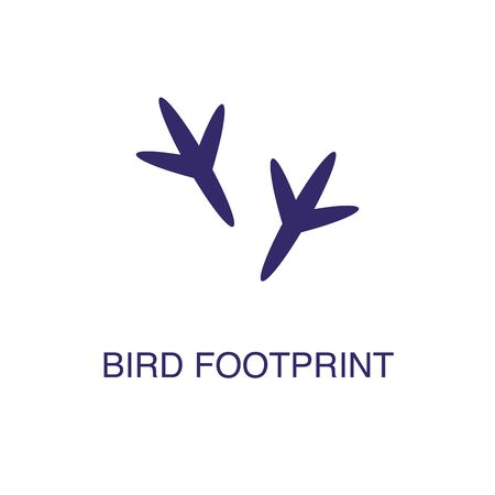 Bird footprint element in flat simple style on white background. Bird footprint icon, with text name concept templateのイラスト素材