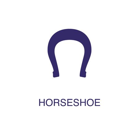 Horseshoe element in flat simple style on white background. Horseshoe icon, with text name concept templateのイラスト素材