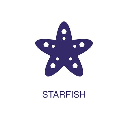 Starfish element in flat simple style on white background. Starfish icon, with text name concept templateのイラスト素材