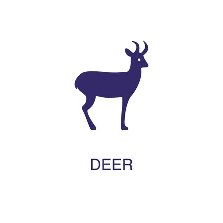 Deer element in flat simple style on white background. Deer icon, with text name concept templateのイラスト素材