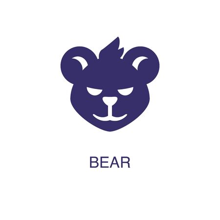 Bear element in flat simple style on white background. Bear icon, with text name concept templateのイラスト素材