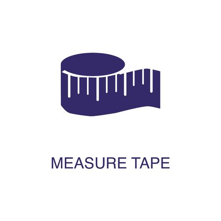 Measure tape element in flat simple style on white background. Measure tape icon, with text name concept templateのイラスト素材