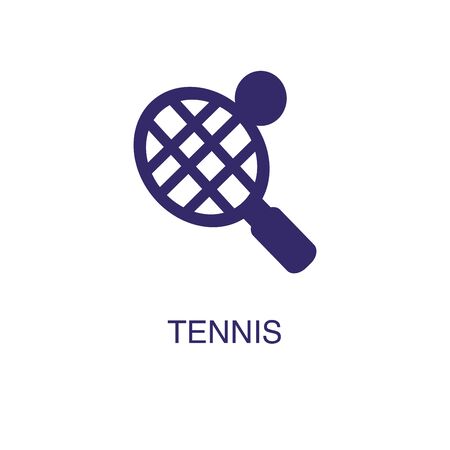 Tennis element in flat simple style on white background. Tennis icon, with text name concept templateのイラスト素材