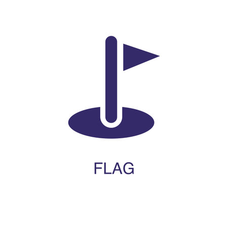 Flag element in flat simple style on white background. Flag icon, with text name concept templateのイラスト素材